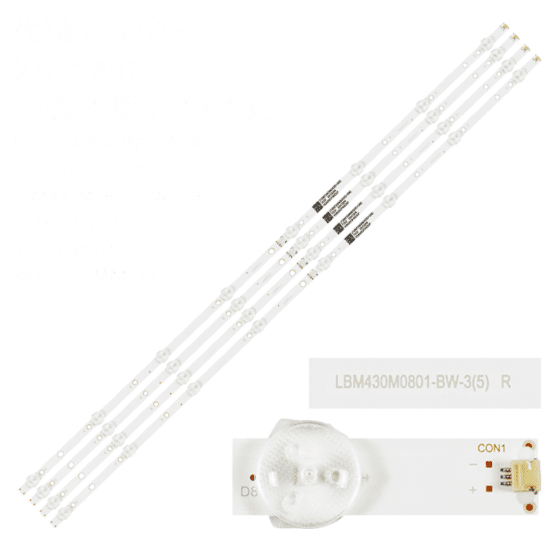 Kit barete Philips 43PUT6162, 43PUS6503, 43PUS6412, 43PUS6703, 43PUS6523, LBM430M0801-BW-3 LB43104 V0. Barete Philips 43PUT6162, 43PUS6503, 43PUS6412, 43PUS6703, 43PUS6523, 4 x 8 leduri, cod99