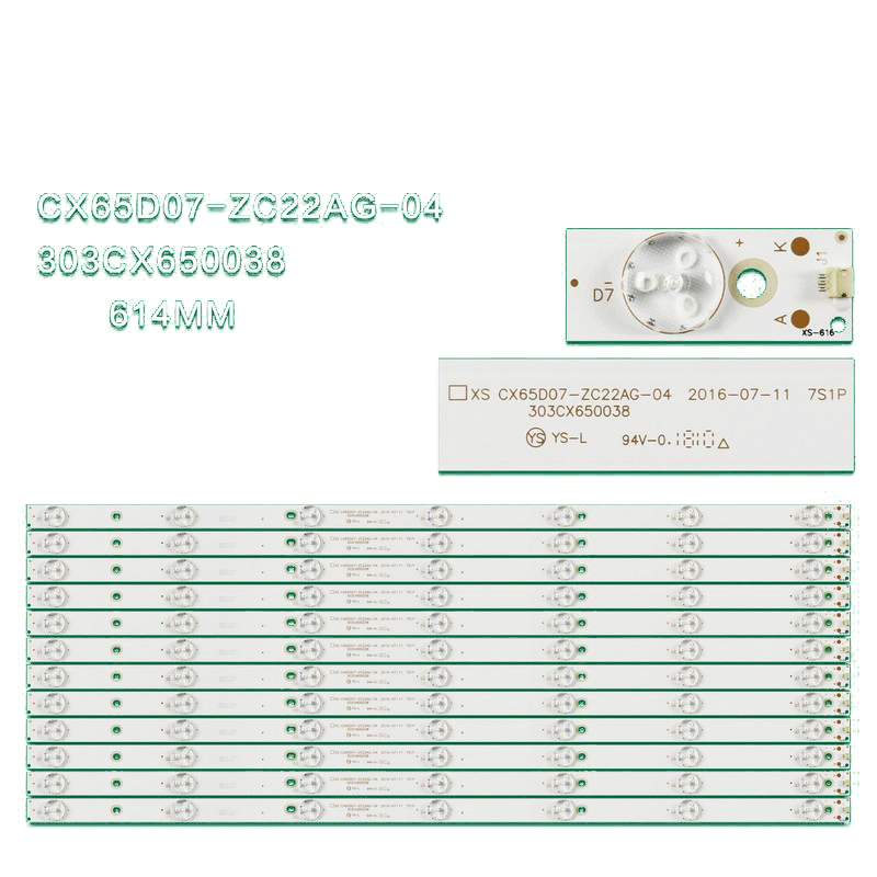 Aceste barete LED sunt compatibile cu următoarele modele de televizoare de 65 inch: Barete Starlight 65DM7500, 65DM7000, VTTV, VTTV A654K, CX65D07-ZC22AG-04, cod183